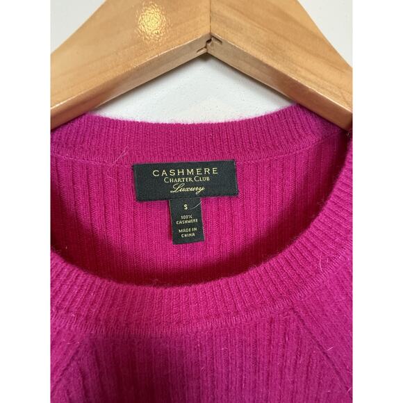Charter Club Luxury Womens Pink Cashmere Ribbed Puff Sleeve Sweater Sz S - Picture 3 of 7